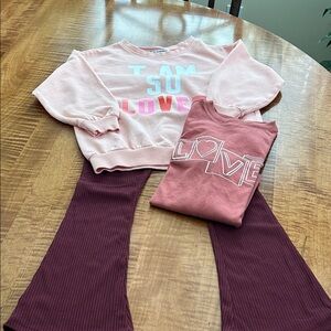 btween Pink and Burgundy Kids Leggings Set